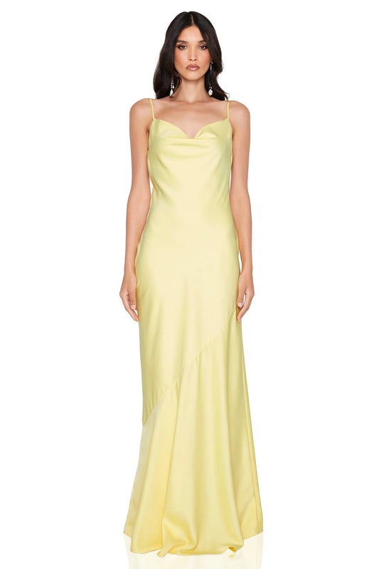 Entice Drape Gown in Lemon