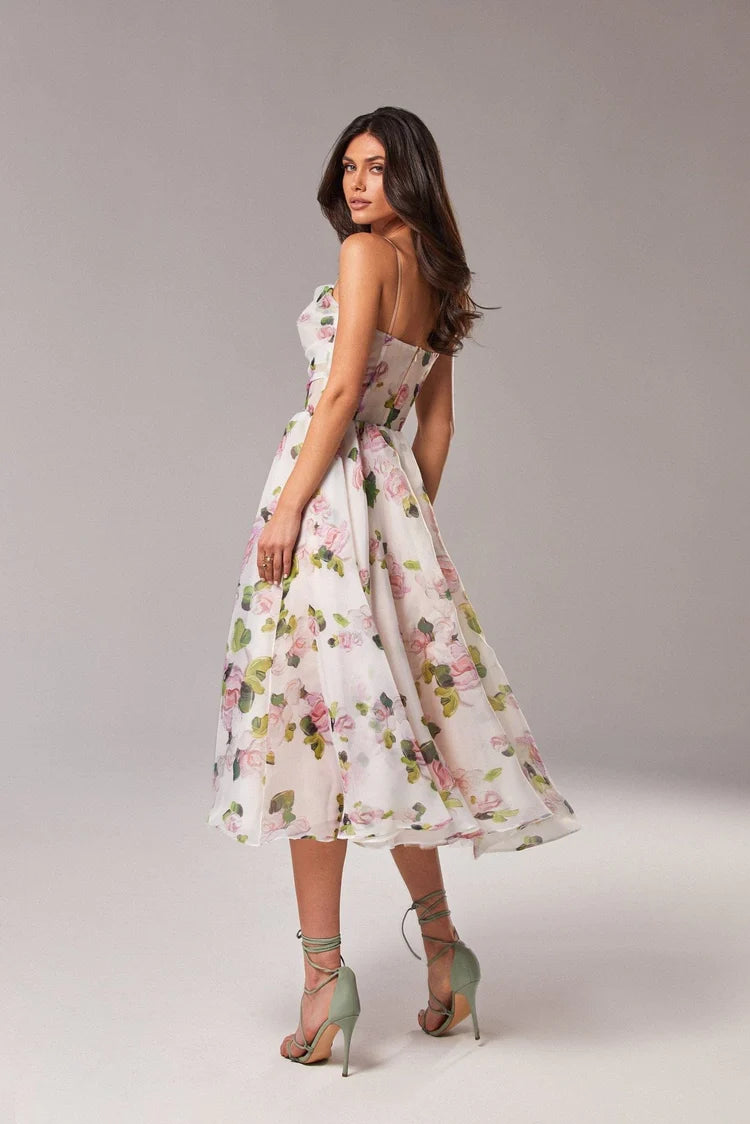 Apple Blossom Tender spaghetti strap midi dress